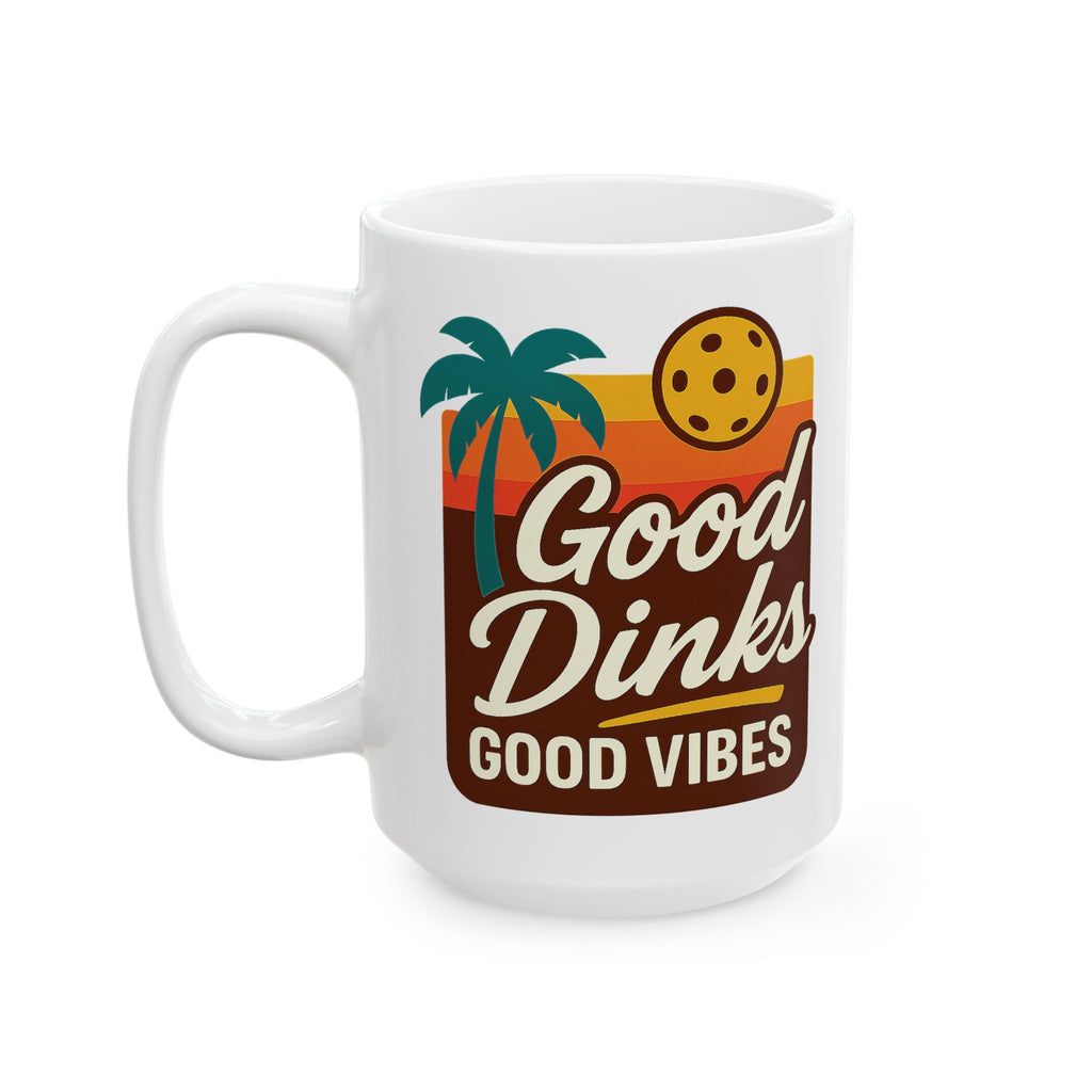 Good Dinks Good Vibes Pickleball Mug (11 & 15oz) | Retro Sunset