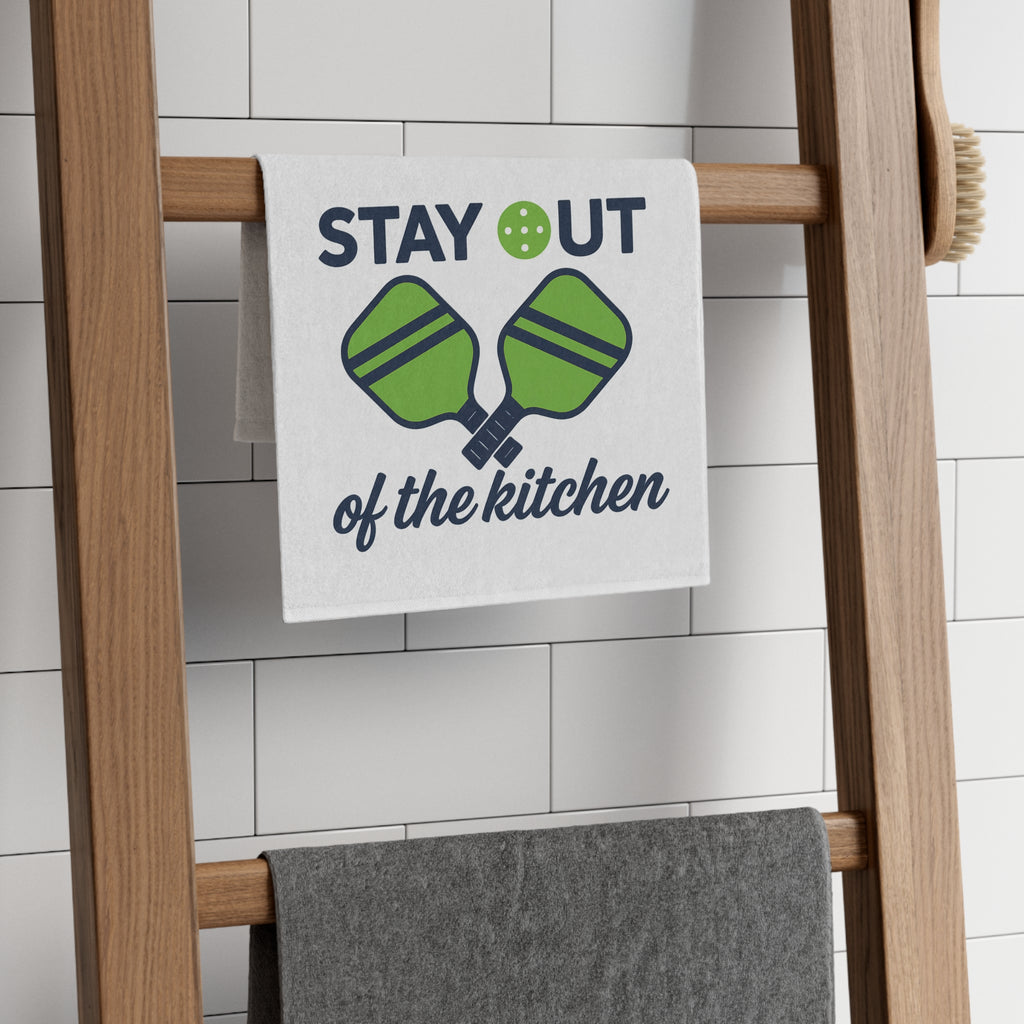 Pickleball Rally Towel 11×18 – “STAY OUT OF THE KITCHEN” | Quick-Dry Microfiber