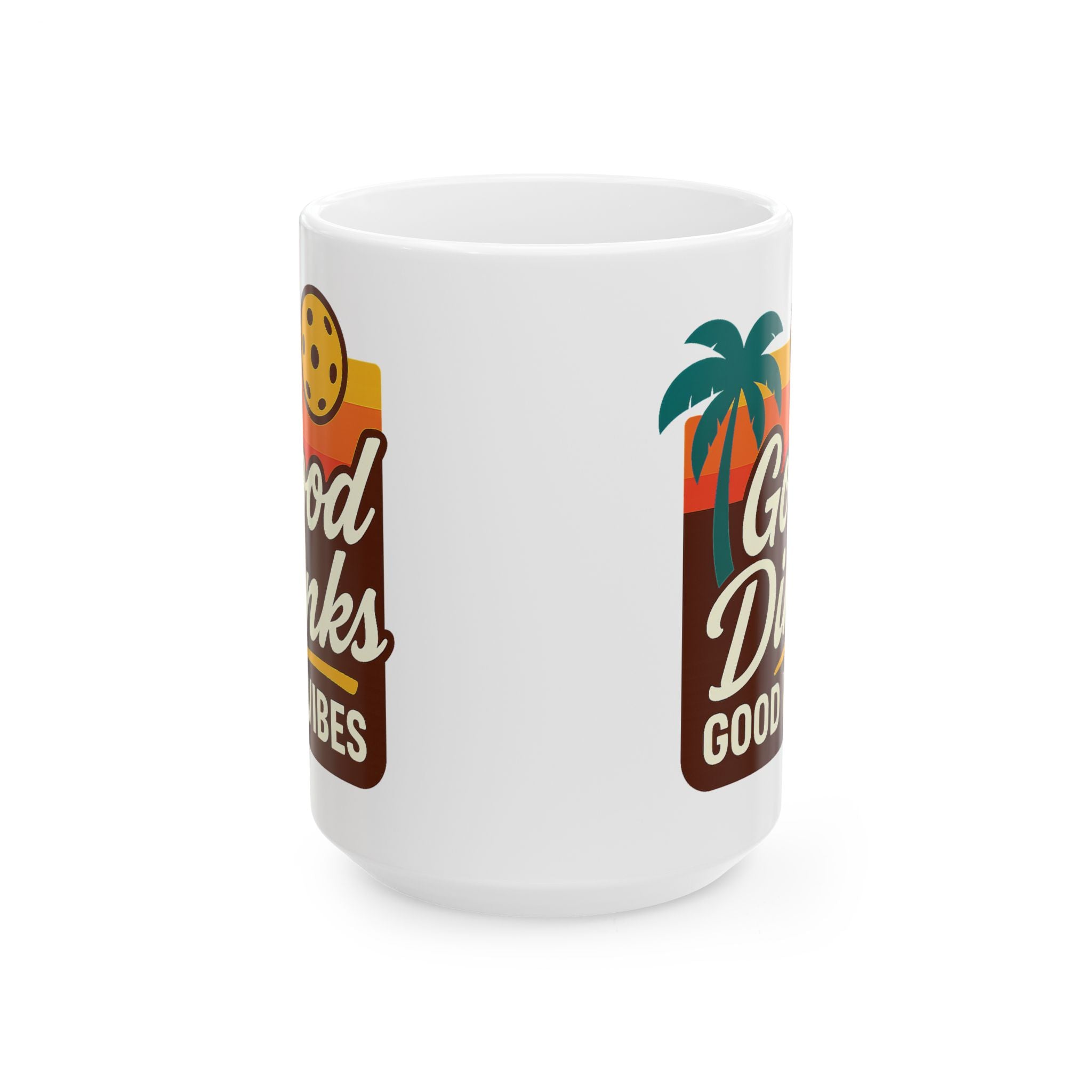 Good Dinks Good Vibes Pickleball Mug (11 & 15oz) | Retro Sunset