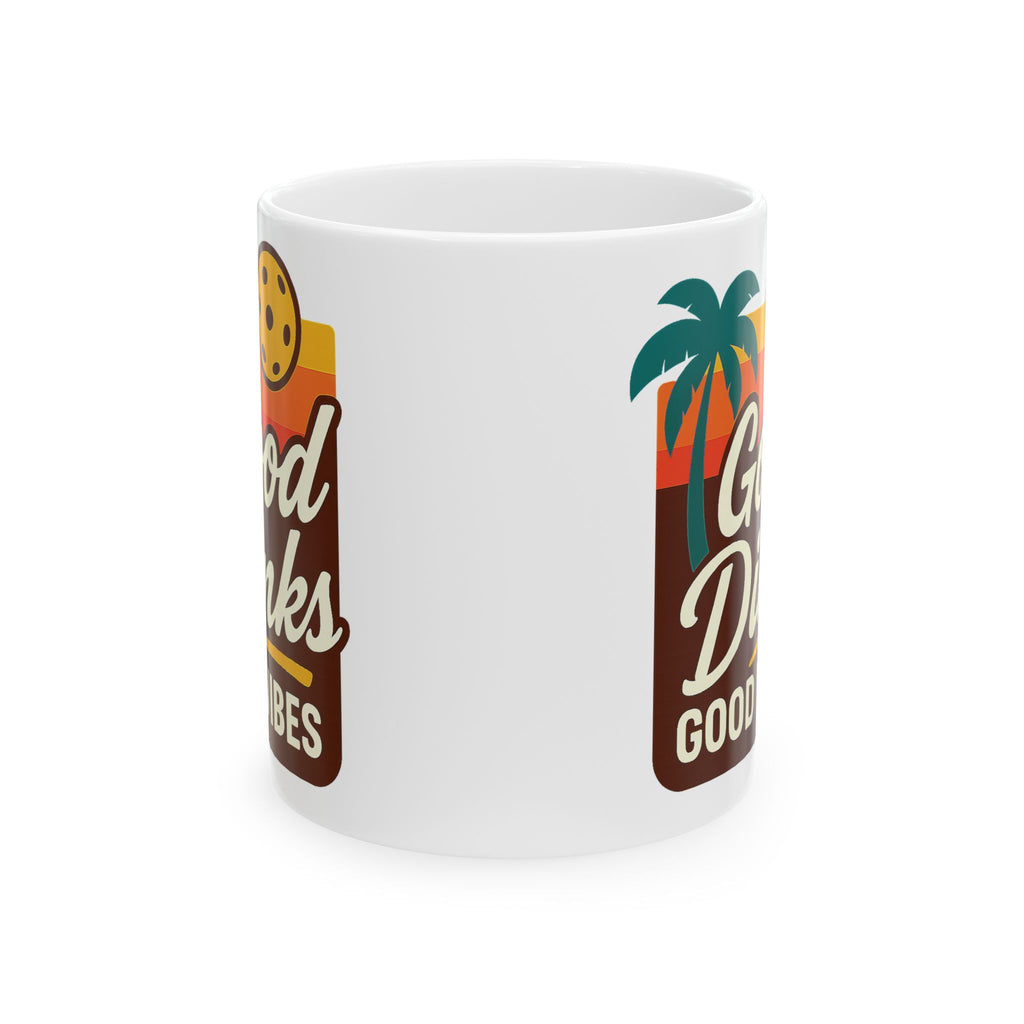 Good Dinks Good Vibes Pickleball Mug (11 & 15oz) | Retro Sunset